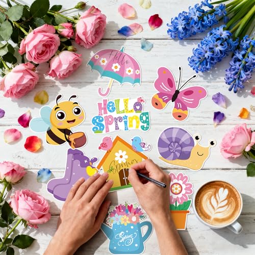 Image of 54 Pcs Spring Flower Cut-Outs Double Printed Paper Flower Decor for Spring Bulletin Board Classroom Decoration (Colorful.54)