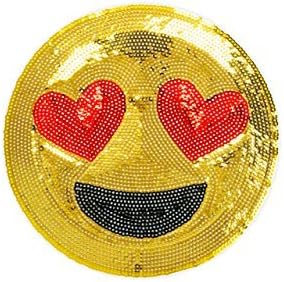 iDecoz Peel and Stick Sequin Sticker Patch/Patch Your Denim Jeans Jacket Clothing Handbag Luggage Shoes Hats Laptops Phones Lockers Notebooks & Anything Else You Can Think of (Emoji Small)