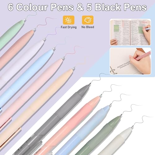 COZCLAM 32pcs Aesthetic Stationery Supplies with Purple Pen Case, 12 Pastel Highlighters, 6 Colour Pens, 5 Black Pens - Image 4