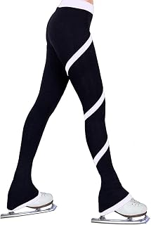 Ice Skating Tights Adult Figure Skate Spiral Trousers, Over The Boot/Footed Ice Skating Tights For Girls Women, Stretch Warm Activewear With Fleece Lining (Color : A, Size : 140cm)