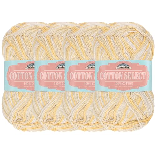 JubileeYarn Cotton Select Yarn - 50g/Skein Sport Weight - Sunflower - 4 Skeins