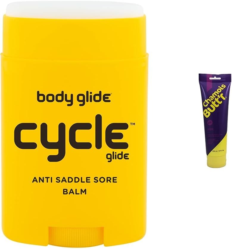BodyGlide Cycle Glide Chamois Balm, 1.5oz,White & Chamois Butt'r Her' Anti-Chafe Cream, 8 Ounce Tube