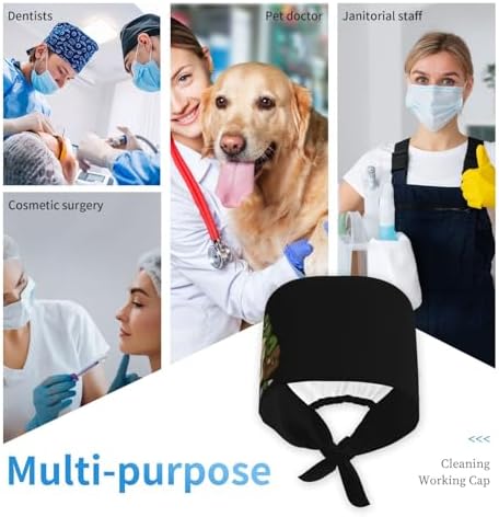 Working Cap, Scrub Cap with Buttons & Sweatband, Adjustable Breathable Hat — view 3
