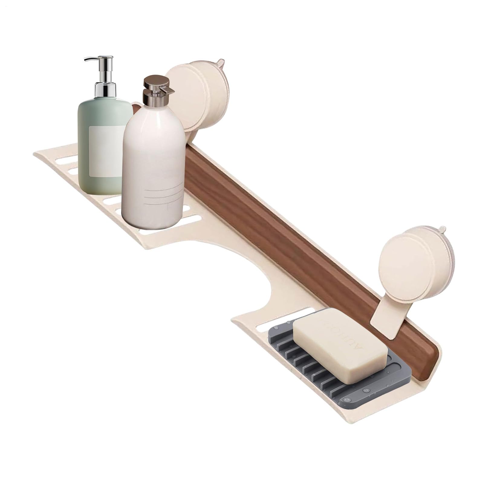 Étagère de salle de bains en noyer massif avec porte-savon design épuré