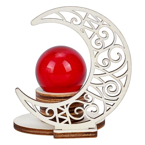 PLIGREAT Supporto a sfera a forma di mezzaluna in legno, supporto creativo per sfere di cristallo, piccola sfera di vetro, supporto per esposizione in pietra naturale, base decorativa per la casa