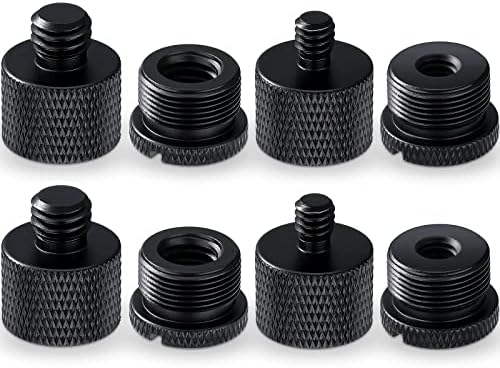8 Pieces Mic Stand Adapter Mic Thread Adapter Set, 5/8 Female to 3/8 Male and 3/8 Female to 5/8 Male, 5/8 Female to 1/4 Male and 1/4 Female to 5/8 Male Screw Adapter Thread for Microphone (Black)