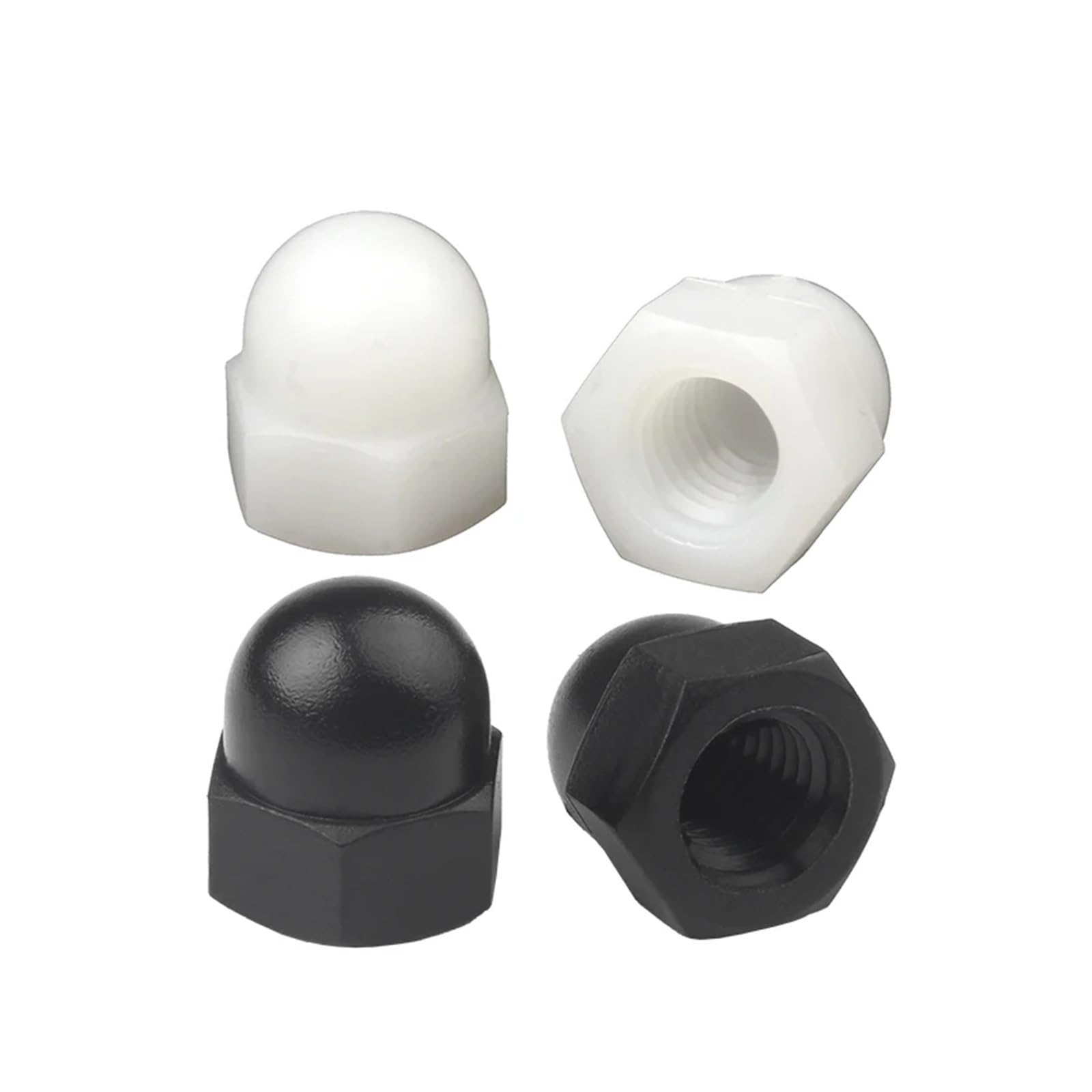 Dadi a calotta in nylon bianco/nero, dadi esagonali in plastica M3 M4 M5 M6 M8 M10 M12 M14 M16 M18 M20 for uso isolante(Black,M8 20pcs)