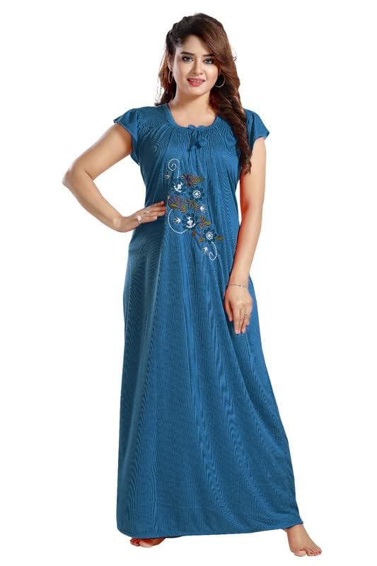 Kingsmen Line Women's Cotton Hosiery Floral Floor Length Nighty-image-30
