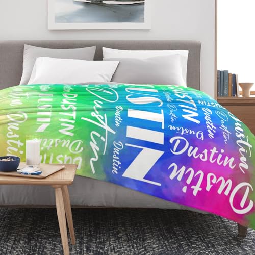 Name Blanket Personalized Name Blanket Customized Blanket with Name Text for Adult Kid Birthday Christmas Mothers Fathers Valentines Day Gift
