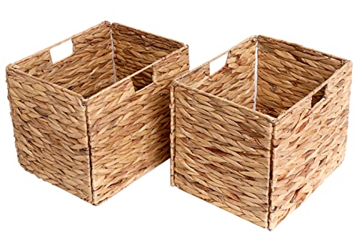 Senryee Storage Baskets，Wicker Baskets,Hyacinth Basket For Shelf,Folding 2 Packs Handmade Woven, Seagrass Baskets,Shelf Baskets For Storage Toys Books And Clothes And Other What You Want #TOP20