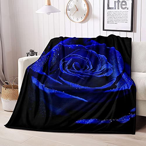 Luvivihome Royal Blue Rose Blanket, Flower Floral Throw Blanket, Blue Blanket, Cozy Soft Fuzzy Fluffy Warm Plush Flannel Fleece Blanket For Couch, Sofa, Valentine's Day Gifts For Her Women, 40"X50" #TOP3