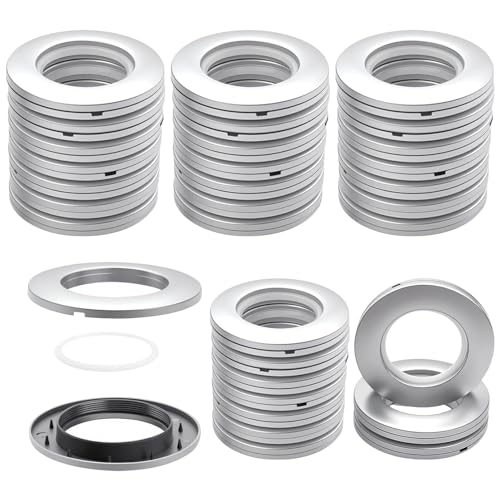 32 Stück Vorhängeringe aus Kunststoff, geräuscharme Ösen, 42 mm, r&e Ringe für Ösen, für Duschvorhänge (mattes Silber)