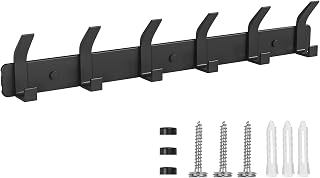 Percheros Pared, Colgador Pared Inoxidable con 6 Ganchos, Ganchos de Perchero Coat Hooks para Cocina, Baño y Dormitorio, Negro