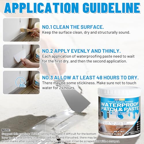Waterproof Patch & Seal Rubberized Sealant Paste, 2.2lbs Anti-Leakage Clear Waterproof Paste Invisible Indoor & Outdoor Repair for Curved and Vertical Surfaces Wood, Tile, Stone, Roofs, Wall