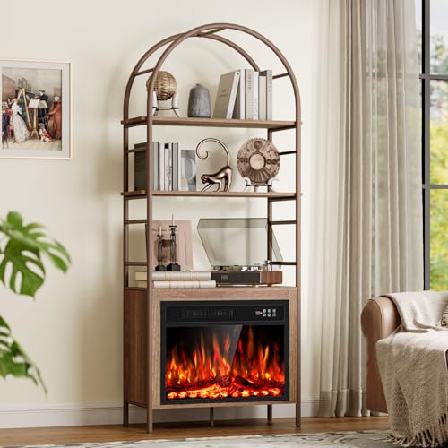 BREEZEHEAT 23 Inch Electric Fireplace with Bookshelf, 72