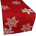 Xia Home Fashions Snowy Noel Embroidered Christmas Table Runner with White Snowflakes, 15 by 72-Inch