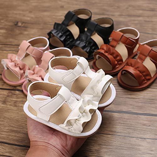 Baby Girls PU Leather Sandals Infant Outdoor Open Toe Comfortable First Walkers Toddler Ankle Ruffle Bowknot Shoes4