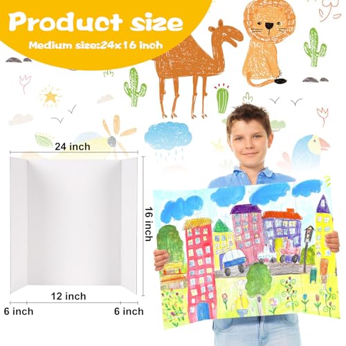 image for Kosotody Trifold Poster Board 4 Pack Tri Fold Display White Poster Boa
