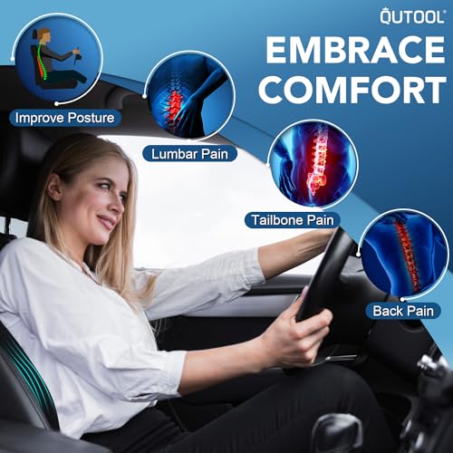 Qutool LUMBAR PILLOW FOR CAR/BLACK Lumbar Support Pillow For Car/Office Chair, Memory Foam Back Cushion For Car Seat, Back Pain Relief Adjustable Strap And Washable Cover thumb #1