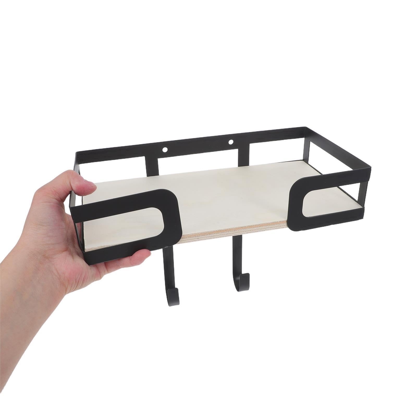 Supporto da Parete in Legno e Metallo Nero per Asse da Stiro | Gancio Rimovibile, Installazione Semplice, per Ferro e Asse, Adatto a Lavanderia e Stoccaggio Domestico