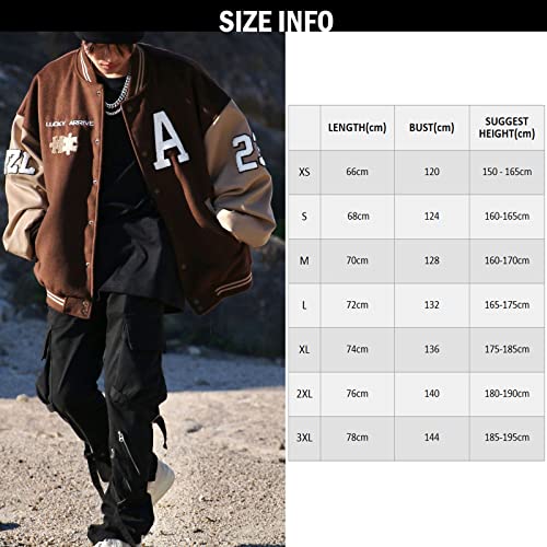 Image of Varsity Jacket Unisex Y2K Embroidered Letterman Bomber Jacket Casual Baseball Jackets