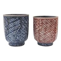 Amazon｜京焼 清水焼 紫峰窯 組湯呑 祥瑞 (青 赤) A4-2｜湯呑み