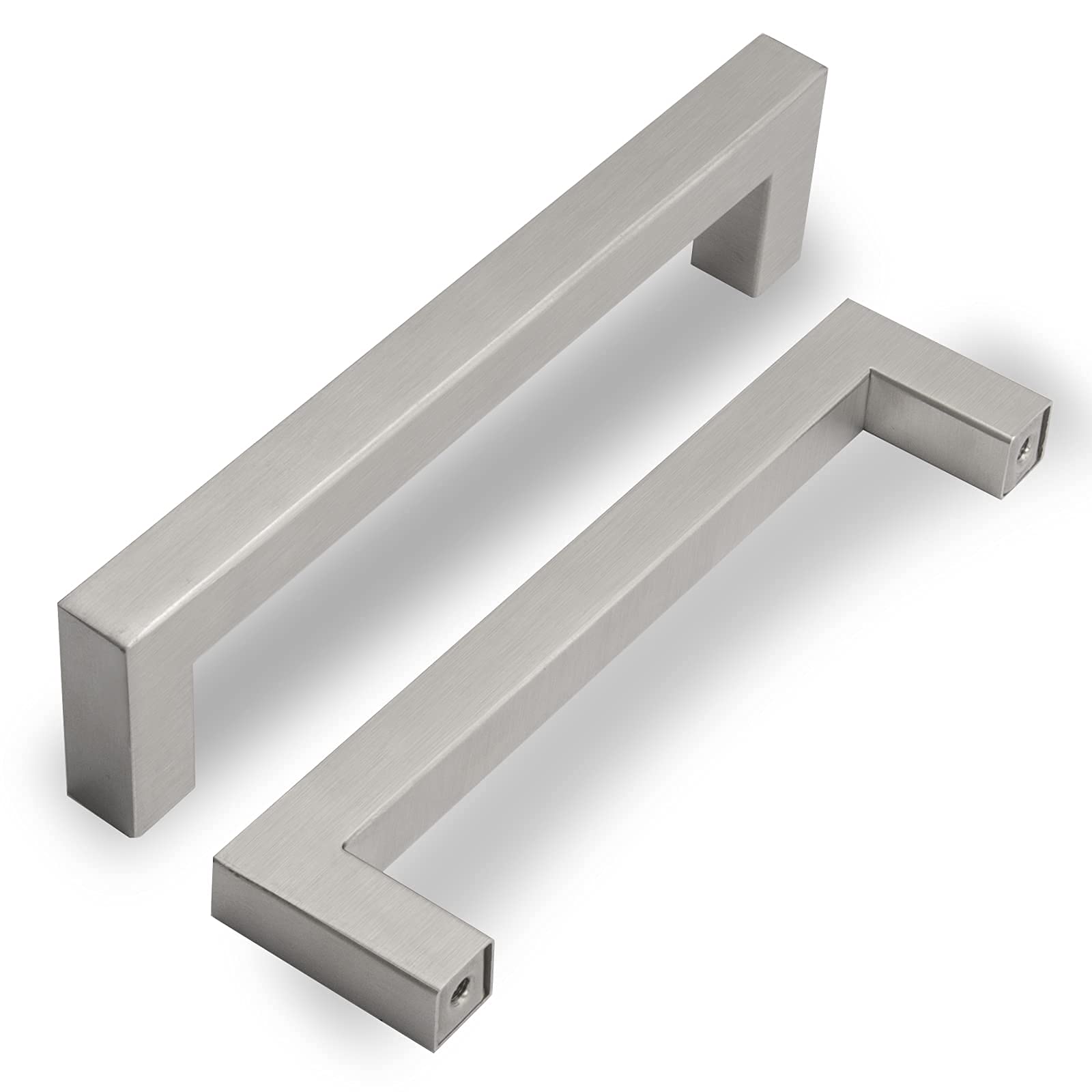 5 Gebürstete Nickelkabinett Pulls Square Kommode Edelstahl Schrankgriffe Zentrum Bis Zentrum 128mm (5 Zoll)