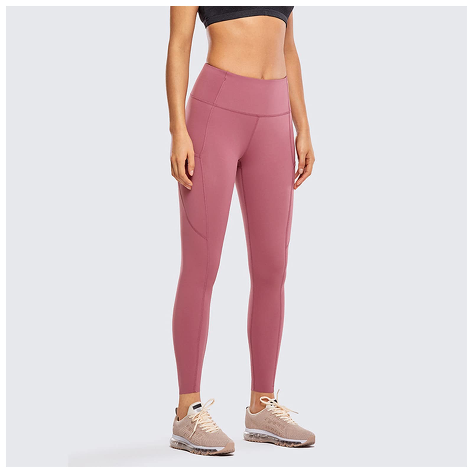 Polainas Impermeables Pantalones de yoga de cintura alta de las mujeres con bolsillos desnudos sentidos entrenando leggings-25 pulgadas Polainas Trail Running ( Color : Misty Merlot08 , Size : Small )
