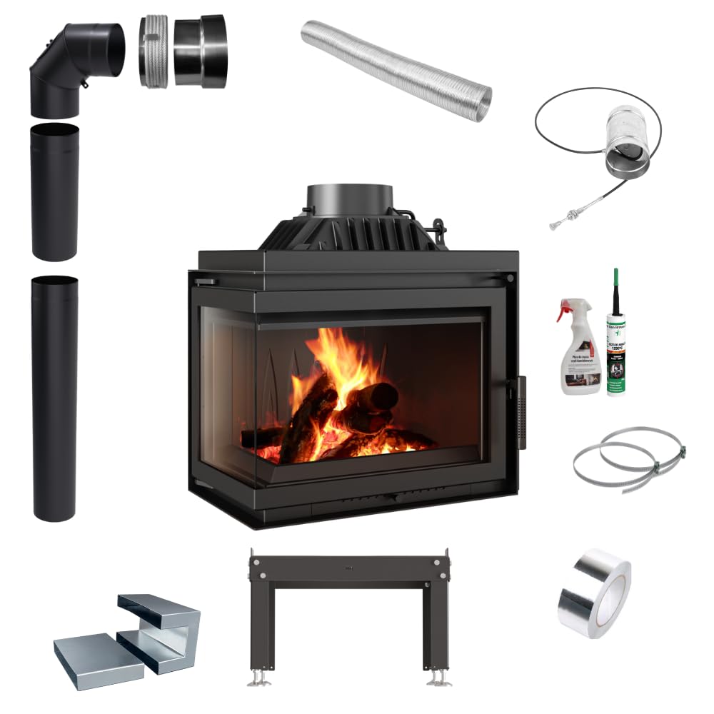 KRATKI Gusseisen Kamin 8kW Simple Kamineinsatz BImSchV Stufe 2, Eco-Design