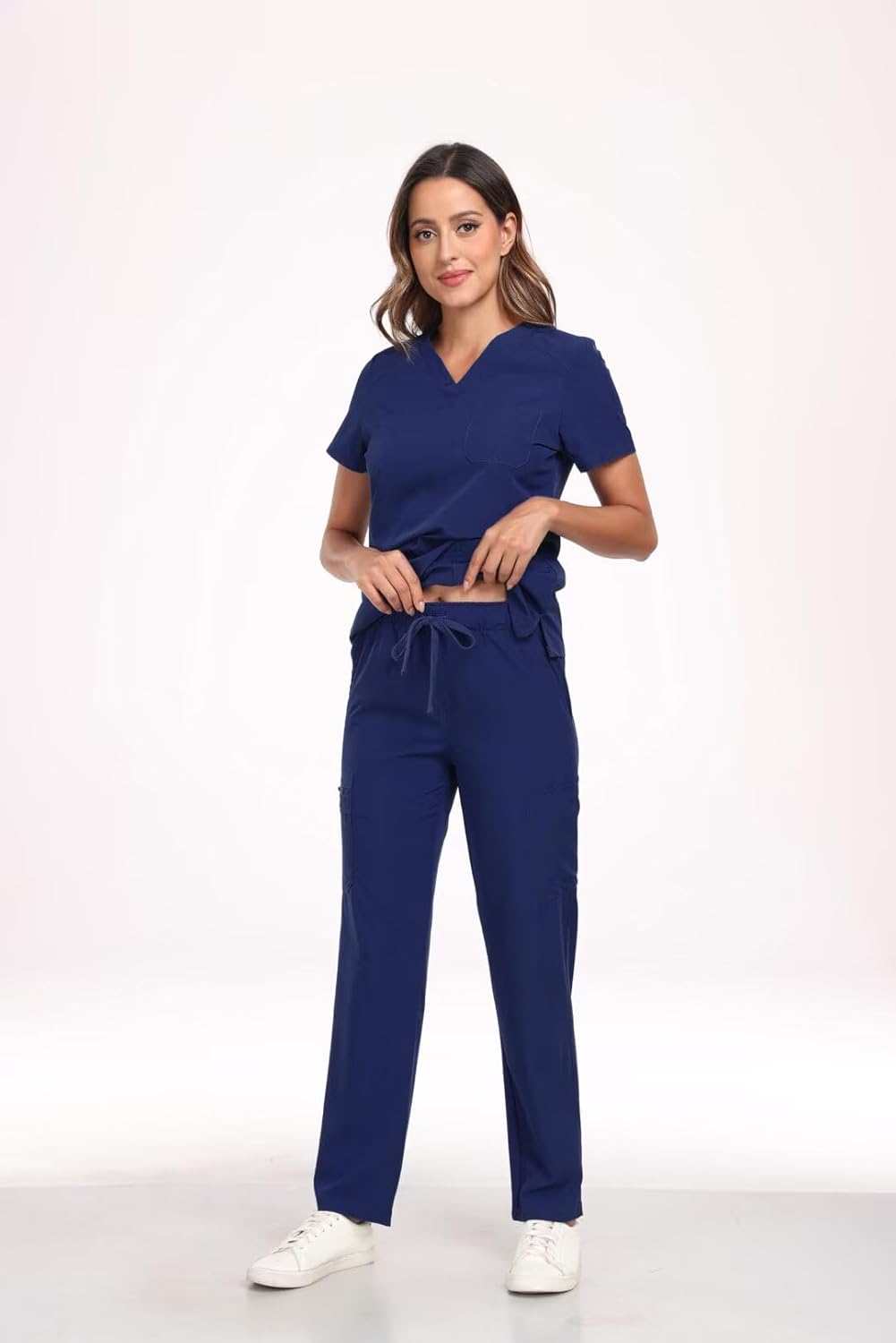 Scrubs for Women Sets, Stretch V-Neck Scrub Top & Cargo Pants with Multi Pockets, Anti-Wrinkle - Image 5