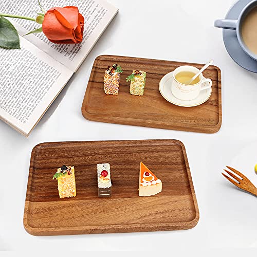 2 Pcs Wooden Rectangle Serving Trays For Ottoman Bar Party Food Tray Large Fruit Rectangular Platter Best Acacia Wood Plates For Decor Cheese Serving Board Snack Tray Charcuterie Boards Serving Dishes #TOP5