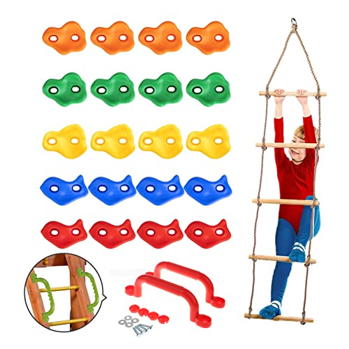 HYWB 20pc DIY-Rock-Klettern, Set mit Kletterseilleiter Cover
