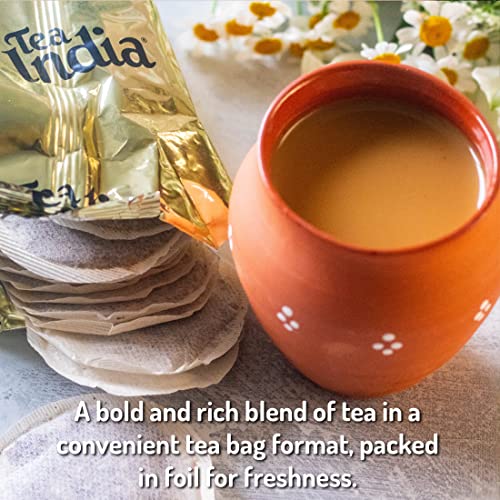 Tea India Masala Chai Tea Flavorful Blend Of Black Tea & Natural Ingredients Strong Full-Bodied Traditional Indian Caffeinated Tea 80 Round Teabags Pack Of 6 #TOP2