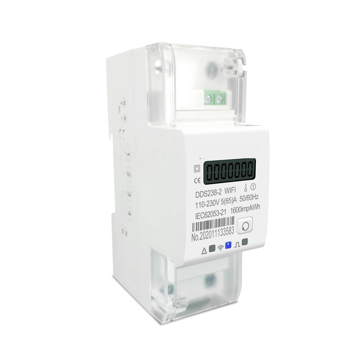 NURII Medidor de energía Inteligente monofásico en Carril DIN, medidor de kWh, vatímetro 65A