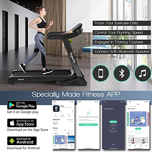 Image of Goplus 3.75HP Folding Treadmill with Incline, Electric Superfit Treadmill w /App Control, 12 Preset & 3 Custom Programs, Blue Tooth Speaker, Heart Rate Monitor, Running Jogging Machine for Home Gym