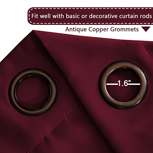 Image of H.VERSAILTEX Wide Width Thermal Insulated Blackout Curtain (100 inch Wide by 108 inch Length) - Antique Grommet Room Divider (100% Privacy) - Burgundy - 9ft Tall by 8.5 ft Wide