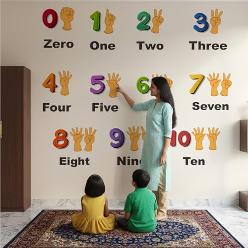 Image of StickMe Numbers 0-10 Kids Learning Wall Sticker, Premium Large 160x130cm | Multi Colour, Vinyl, Self-Adhesive, Peel & Stick, Nursery School Kinder Garden Baby