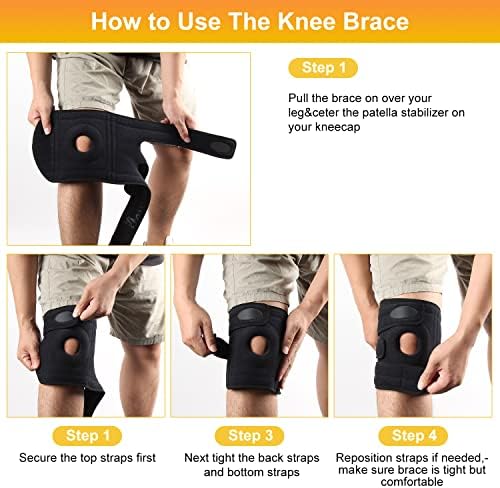 JATEKA Knee Support, Open Patella Knee Brace with Lateral Stabilizers, Men Women Knee Support Brace for Arthritis Running Sports and Injury Recovery