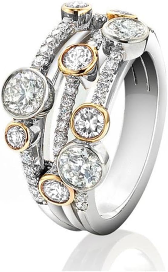 RKKOJJO 925 Sterling Silver Cubic Zirconia Ring Diamond Ring Engagement Ring Wedding Band Rings for Women - Image 2