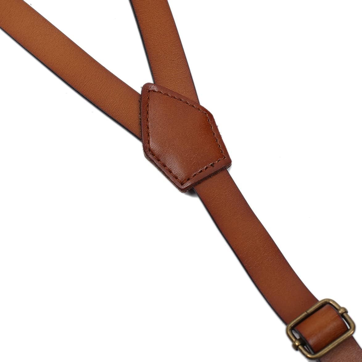 Leather Suspenders for Men with 3 Hooks,Genuine Leather Adjustable Y-Back - Image 4