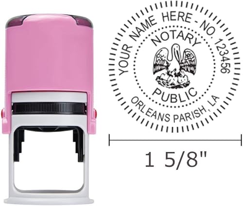 Miniatura 2 de Sello notario redondo para el estado de Louisiana | Unidad autoentintada - Impresora brillante R-542 con cuerpo único (rosa)