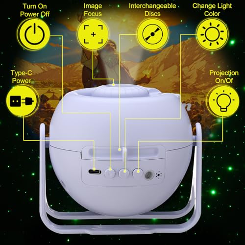 Image of Aurelema Bible Verses Projector Galaxy Projector Includes 6 Interchangeable Christian Discs Night Light Set Project Religious on Walls or Ceilings for Christian