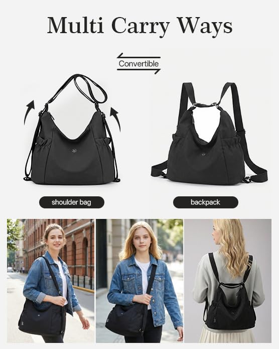 Bolso Tote convertible para mujer nylon rosa miniatura 5