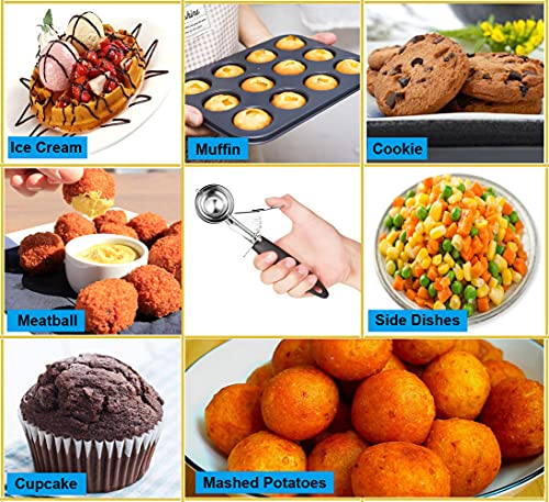 Saebye Cookie Scoop Set, 3 Pieces Ice Cream Scoop Set, 0.8 Oz/ 1.4Oz/ 2.7Oz, Large-Medium-Small Size Disher Scoop, Portion Scoop, Cookie Scoops For Baking For Cookie Dough, Cupcake Batter Or Ice Cream #TOP6