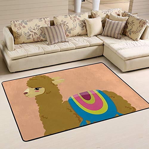 Tapis de dessin animé Ruchen en velours corail marron pour salon 183x122cm