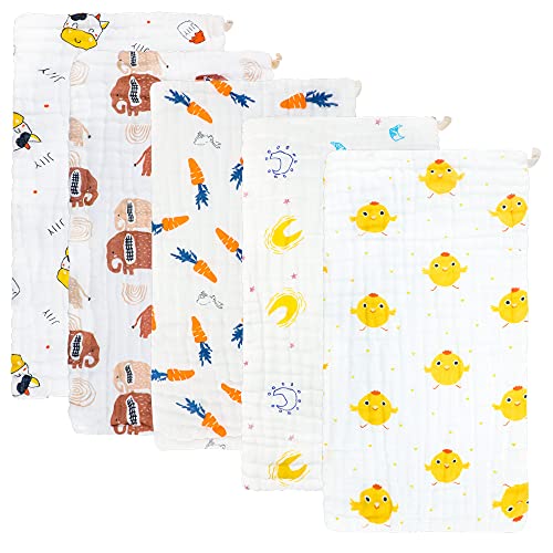 Image of Muslin Burp Cloths Baby Burp Clothes - Baby Burp Cloth for Boy Girls Thicken Muslin Burp Rags Bibs 6 Layers Large 20''x10'' 100% Cotton Hand Machine (color3)