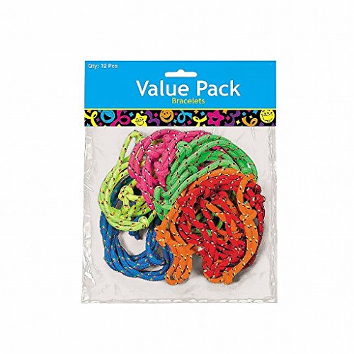 Neon Friendship Rope Bracelets - 12 pieces