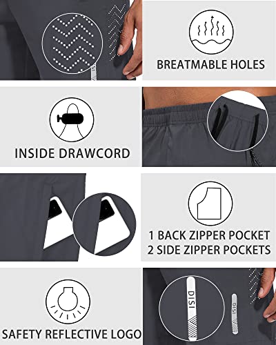 Disi Men's Athletic Shorts Lightweight Outdoor Shorts For Running Gym Camping Fishing Hiking Shorts With Pockets Dark Grey #TOP3
