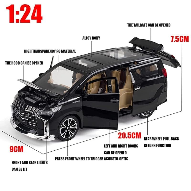 Image of DEOXY Big 1 /24 Alphard LM300 Alloy Pull Back Metal Collectible Toy Car with Light and Sound Toy Vehicle Door Can be Opened