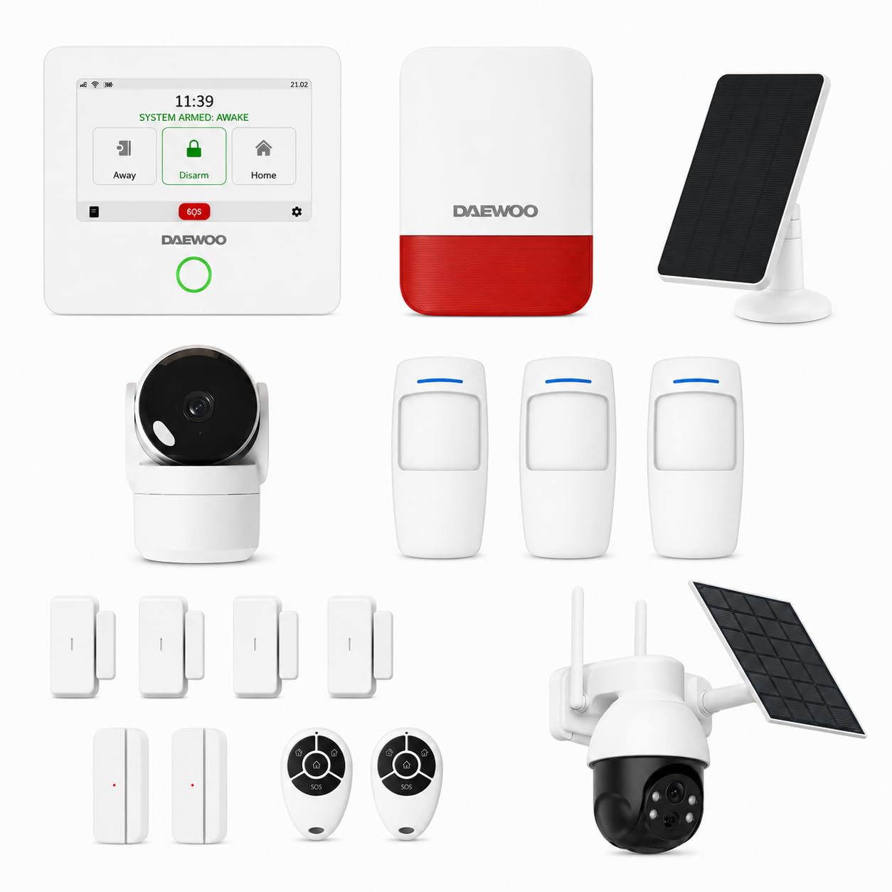 Daewoo Security Pack Alarme Maison Connectée WiFi/GSM 4G AM502 – Sans Fil, Sans Abonnement, Compatible Animaux – 2 Caméras Surveillance Full HD Incluses – Alexa & Google Home – App Daewoo Home Connect
